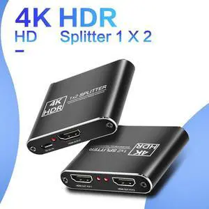 HDMI Splitter 1 in 2 Out,4K HDMI Splitter for Dual Monitors Duplicate/Mirror Only, 1x2 HDMI Splitter 1 to 2 Amplifier for Full HD 1080P 3D (1 Source onto 2 Displays)
