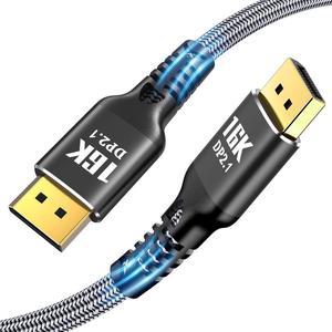 DisplayPort 2.1 Cable, DP 2.1 Cable 6.6FT [16K@60Hz, 8K@120Hz, 4K@240Hz ] 80Gbps HDR, HDCP DSC 1.2a, Display Port 2.1 Cord Compatible FreeSync G-Sync Gaming Monitor