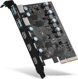 PCI Express Expansion Card, 10Gbps USB 3.2 Gen 2 5-Port Front Expansion Card, Connect5 Devices Expanded - (3X USB C - 2X USB A)