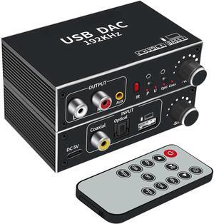 192KHz Digital to Analog Audio Converter DAC Digital SPDIF Optical to Analog L/R RCA Converter Toslink Optical to 3.5mm Jack Adapter for PS3 HD DVD PS4 Amp Apple TV Home Cinema