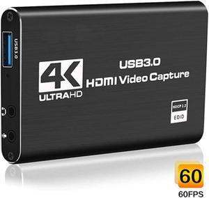 4K Audio Video Capture Card, USB 3.0 HDMI Video Capture Device, Full HD 1080P for Game Recording, Live Streaming Broadcasting