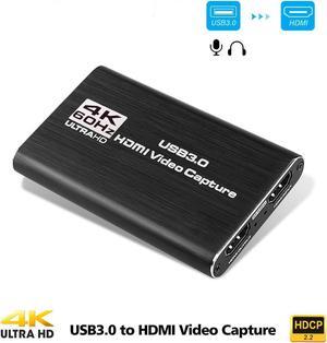 Video Capture Card, 4K USB 3.0 Video Capture Card 1080P 60fps Video Grabber Record HDMI 4K Loopout Support PS3/ PS4 /Xbox One/DSLR/Camcorders/Action Cam