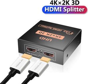 4K HDMI Splitter Adapter 2 Port Splitter,  1 In 2 Out HDMI Female To HDMI Female 1 To 2 Way For Xbox PS4 DVD HDTV PC Laptop