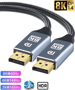 Vszerda 8K DisplayPort Cable 1.4, DP Cable (8K@60Hz, 2K@240Hz, 4K@144Hz, 32.4Gbps)Display Port to Display Port Cable 1.4 (DP to DP Cable) Compatible with Gaming Laptop TV PC Computer Monitor-3.3ft
