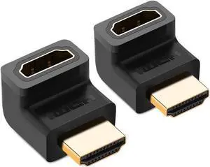 HDMI Adapter 270 Degree Right Angle Male to Female 4K Converter Extender -- Gold Plated - for TV Stick, Roku Stick, Chromecast, Xbox, PS4, PS3, Nintendo Switch -2Pack