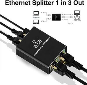 Ethernet Splitter 1 to 3 1000Mbps High Speed RJ45 LAN Splitter Adapter Gigabit Fast Internet CAT 5 5e 6 7 8 Network Cable Multi Port Splitter HUB for Home Office Business