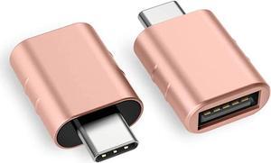USB C to USB Adapter (2 Pack) Thunderbolt 3 to USB 3.0 Adapter Compatible with MacBook Pro 2019 and Before MacBook Air 2019/2018 D.ell XPS and More Type C Devices Rose Gold