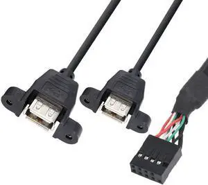 9 Pin to Dual USB 2.0 Type A Female Header Adapter Cable Motherboard 9pin Cord