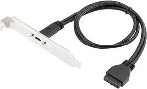 Desktop 20 Pin Header Female to USB-C Cable with PCIe profile bracket 19Pin to USB Type-C Adapter Cable 50cm