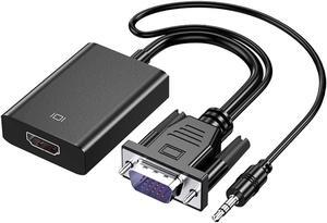 VGA to HDMI Adapter for Connecting Traditional VGA Interface Laptop, PC to HDMI Monitor or Projector,1080P VGA Male to HDMI Female Converter with 3.5mm Audio Lead and Power Supply Port