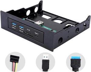 PC Dashboard Media Front Panel Audio USB Hub 3.0 w/ 1 USB-C Port TF/SD Card Reader 3.5 Inch Optical &Soft Drive Expansion Panel