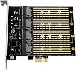 Chi a Mining PCIE to M2 Adapter PCI Express X1 3.0 4 Port B Key M.2 NGFF SATA SSD Adapter PCI-E M.2 Adapter Expansion Card Riser