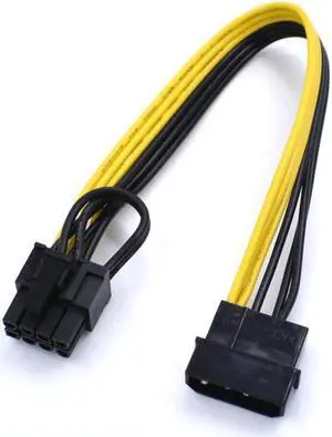 4-Pin to PCIe 8-Pin (6+2) Adapter Power Cable 18AWG 20cm