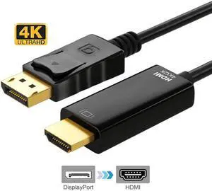 Displayport to HDMI, 4K DP to HDMI Cable Gold-Plated High Speed (4K 30Hz, 1080P 120Hz) Uni-Directional Video Display Cord Compatible for HP  Monitor Projector Computer,10 ft.
