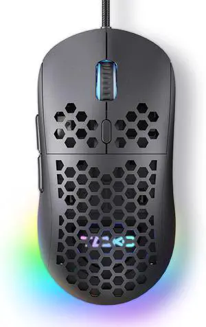 M1SE Ultralight Honeycomb Gaming Mouse, High-Precision 12800DPI Optical Sensor, 6 Programmable Buttons, Customizable RGB, Drag-Free Paracord, Ergonomic, Wired - Matte Black