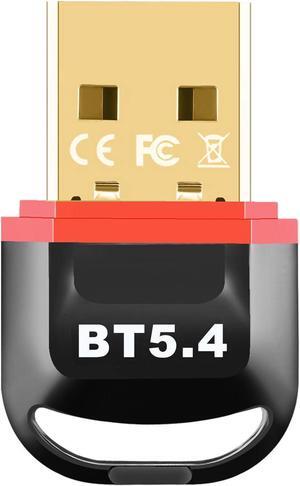USB Bluetooth 5.4 Adapter Plug & Play Bluetooth Dongle Receiver Long Range Support Windows 11/10/8.1 for Desktop Laptop PS/Xbox Keyboard Mouse Headset(Red)