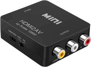HDMI to RCA, 1080P Mini HDMI to Analogue AV 3RCA CVBS Composite HD Video Audio Converter Adpter Supports PAL/NTSC for PC Laptop PS4 PS3 Xbox Blue-Ray HDTV Camera DVD - Black