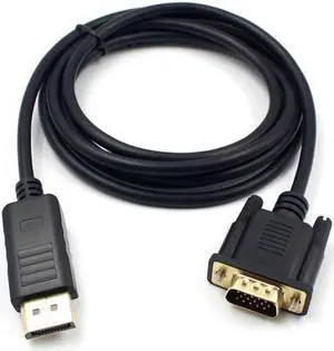 DisplayPort to VGA Adapter,DP to VGA Cable 6 Feet Cable Male to Male Gold-Plated Cord Compatible for HP and Other Brand, Black