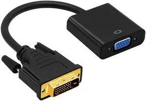 DVI to VGA Adapter,1080p Active DVI-D to VGA Adapter Converter 24+1 Male to Female Adapter for Computer PC Desktop Laptop Projector DVD HDTV Display
