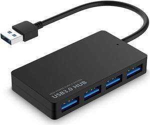 Vszerda 4-Port USB 3.0 Hub, USB Ultra Slim Data Hub Adapter, Compatible for MacBook Air, Mac Mini, iMac Pro, Microsoft Surface, Ultrabooks,PC, Laptop and Other USB Devices, USB Splitter(Black)