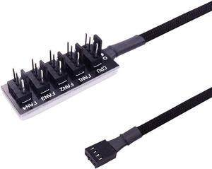 4-Pin PWM Fan Power Supply Cable 1 to 5 Splitter 5 Way Hub PC Case Internal Motherboard Fan Power Extension Cable Cord Wire for ATX Computer Case 4-Pin and 3-Pin Cooling Fans (13 inch, Black)