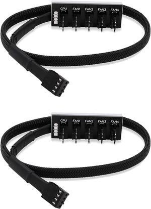 4-Pin PWM Fan Power Supply Cable 1 to 5 Splitter 5 Way Hub PC Case Internal Motherboard Fan Power Extension Cable Cord Wire for ATX Computer Case 4-Pin and 3-Pin Cooling Fans (13 inch, 2 Pack)