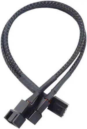 PWM Fan Splitter Cable 1 to 2 Converter, Black Case Fan Splitter Cable, Case Fan Power Duplicator Converter, Dual Case Fan Power Adapter, 10.6 inch (1 Pack)