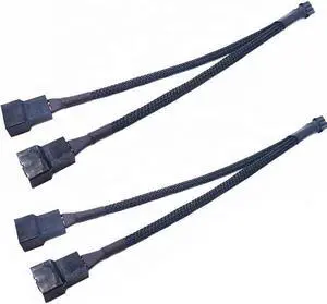 PWM Fan Splitter Cable 1 to 2 Converter, Black Case Fan Splitter Cable, Case Fan Power Duplicator Converter, Dual Case Fan Power Adapter, 10.6 inch (2 Pack)