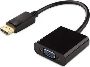 DisplayPort to VGA Adapter Male to Female, Gold Plated DP to VGA Adapter, Display Port to VGA Convertor, in Black
