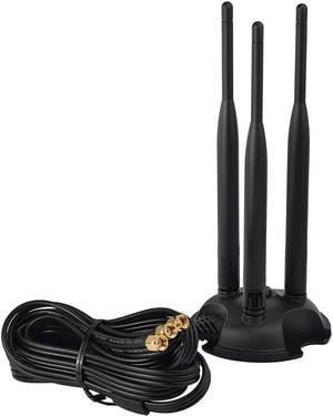 2.4GHz 5GHz Dual Band WiFi Antenna, Triple RP-SMA Antenna Magnetic Base for PC Desktop Computer, PCIe WiFi Card, WiFi Wireless Router, Mobile Hotspot, External WiFi USB Adapter