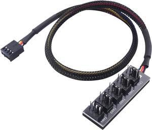 PC Case PWM Fan Hub (PC Fan Hub) 1-to-5 Way PC Fan Connector Adapter with 16-Inch Fan Cable