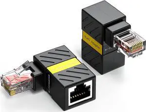 2 Pack Cat6 Ethernet Extenders 360° Rotation, Cat5 Cat6 Extension Adapter 90 Degree Right Angle Network LAN RJ45 Male to Female Connector (RJ45 RightAngle)