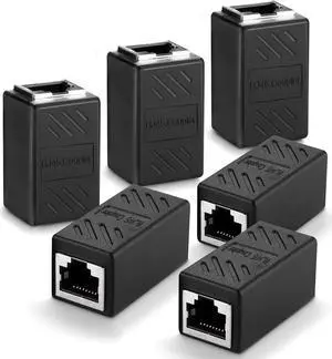6 Pack RJ45 Cat 6 Coupler, Ethernet Cable Extender, in Line Ethernet Connector for Cat7 Cat6 Cat5e Cat5 Ethernet Cable, Ethernet Extender Adapter Female to Female, Ethernet Network Cable Coupler