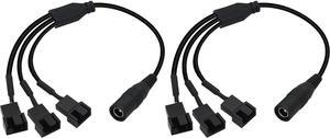 35cm 5.5x2.1mm DC Plug to 3 x 3 Pin or 4 Pin Computer PC Case Fan Power Splitter Adapter Cable