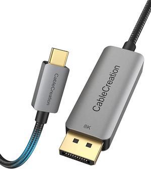 USB C to DisplayPort Cable 6FT [8K@60Hz, 4K@144Hz, 2K@240Hz, HDR], Type-C to DP 1.4 Cord 32.4Gbps Compatible with Thunderbolt 3/4, Rift S, MacBook Pro/Air, XPS 13/15, Surface Pro