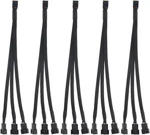 5 PCS Fan Splitter Cable 4 Pin Y Splitter 1 to 3 Converter PC Fan Power Extension Cable for PWM Fan Case Computer ATX Case