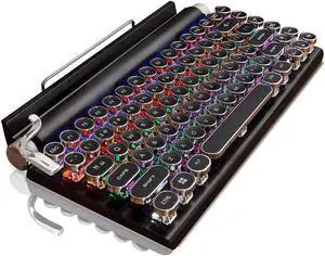7KEYS Retro Typewriter Keyboard, Electric Typewriter Vintage with Upgraded Mechanical Classical, Punk Round Keys for Desktop PC/Laptop Mac/Phone