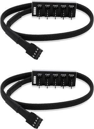 (2 Pack) 4-Pin PWM PC Case Fan Hub Power Supply Cable 1 to 5 Way Splitter PC Motherboard Fan Power Extension Cable Cord for ATX Computer Case 4-Pin and 3-Pin Cooling Fans