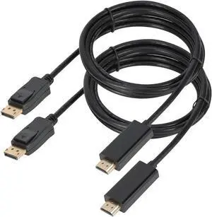 DisplayPort (DP) to HDMI HDTV Cable 10ft - 2 Pack Display Port to HDMI Cable Adapter Support Video and Audio
