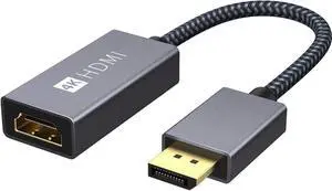 Active DisplayPort to HDMI Adapter, Unidirectional 4K@60Hz DP to HDMI Adapter, [Updated New Model], Display Port to HDMI Compatible for HP, ThinkPad, AMD, Desktop and More - Grey