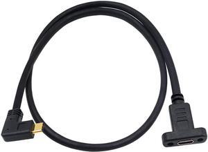 90 Degree USB C Male to Female Extension Cable 2feet/60cm, Right Angled USB 3.1 Type C Extender Charging & Sync Cable with Panel Mount Screw Hole (USB C Right M/F)