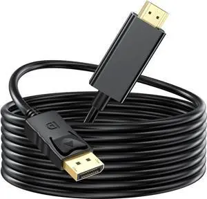DisplayPort (DP) to HDMI Cable 10 Feet Display Port to HDMI Cable Male to Male Adapter 1080P@60Hz Video Audio Cord for Monitor Desktop Projector and More