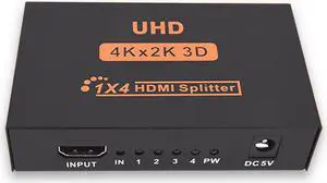 HDMI Switch HDMI Splitter 4K 1x4 to 4 Ports Charging Splitter Video Switcher Splitter Support 2K x 4K 2160P& 3D HD Audio HDMI Switch HDMI Splitter 4K 1x4 to 4 Ports Charging Splitter Video Switcher Splitter Support 2K x 4K 2160P& 3D HD Audio