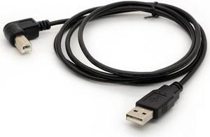 1.5M USB to Printer Adapter Cables 90 Degree USB 2.0 A Male to B Right Angle Plug Converter Lead 480Mbps High Speed Wireless Wired Adaptor Scanner Extension Cord (Right)