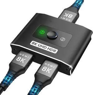 HDMI 2.1 Switch 8K HDMI Switcher, 4K 120hz HDR Aluminum Bi-Directional Switch Splitter 2 in 1 Out or 1 in 2 Out, Support High Speed 48Gbps 8K@60Hz, for PS5, Xbox Series X , Apple TV, Samsung TV