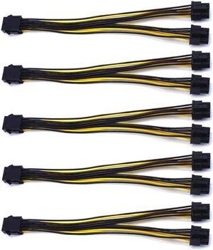 5-Pack PCI-E 8Pin to 2X 8 Pin (6+2) Power Splitter Cable for PCIE PCI Express Image Card Y - Splitter Extension Cable