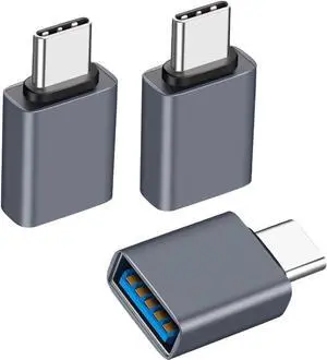 [10Gbps USB C to USB Adapter USB C Male to USB Female Adapter USB3.2 Gen 2 3-Pack Compatible with MacBook Pro/Air Laptops Phones and Other Type C or Thunderbolt 4/3 Devices(Grey)