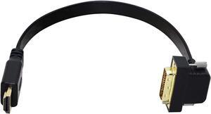 DVI to HDMI HDMI to DVI Flat Cable DVI-D to HDMI Adapter Bi-Directional Right Angle Gold-Plated DVI(24+1) Monitor Cable for PC Laptop HDTV Porjecto (DVI-HDMI Male) 30cm