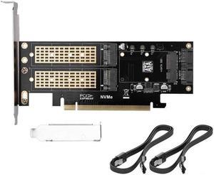 3 in 1 NGFF and MSATA SSD Adapter Card M.2 NVME to PCIe 16X/M.2 SATA SSD to SATA III to SATA Converter+2 SATA Cable