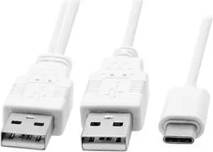 USB 3.1 Type C USB-C to Dual A Male Extra Power Data Y Cable for Cell Phone & Hard Disk